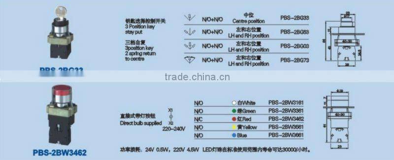 'XB2 led push button switch 250V 3A