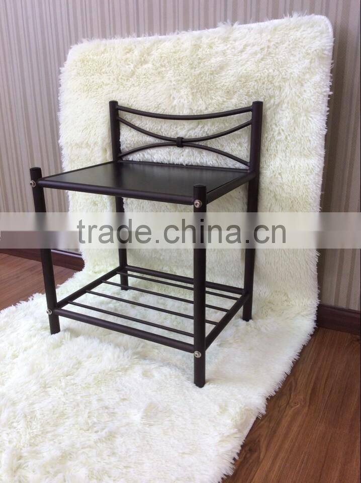 New Black Finish Metal Night Stand Accent Table with 2 Shelves