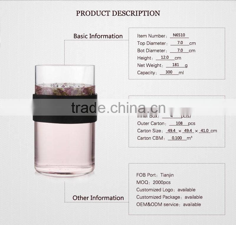 300ml heat resistant glassware borosilicate clear glass tea infuser cup N6510