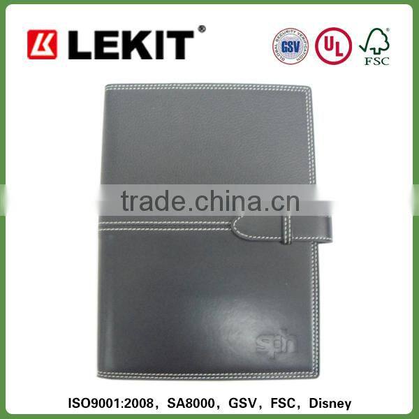 High quality stitching leather cover ring binder diary