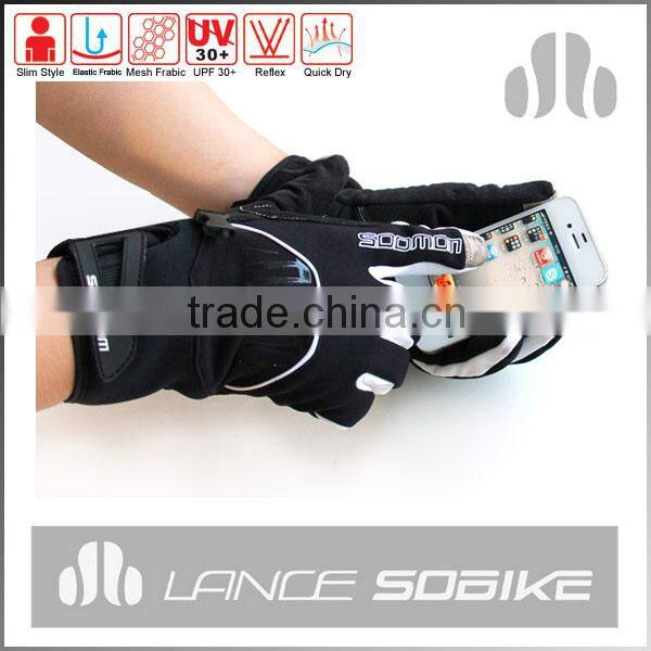 quick dry full finger cycling golve with screen touch fingers