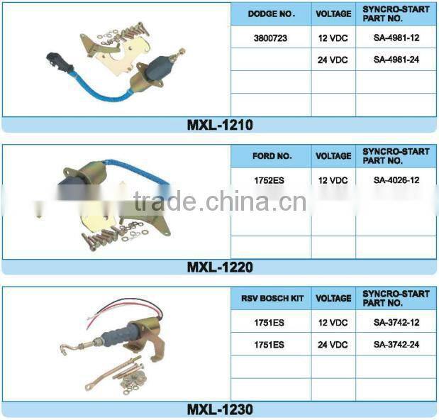 High grade diesel stop solenoid switch SA-3765