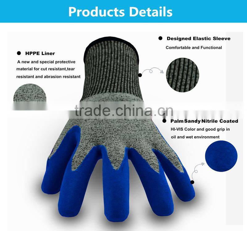 EN388 abrasion resistant level 5 anti-cut gloves