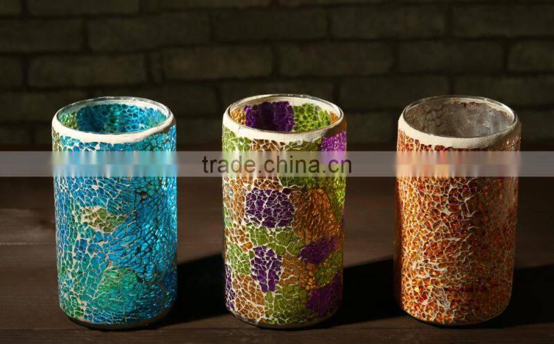 Glass Candleholder colored mosaic decor glass vase