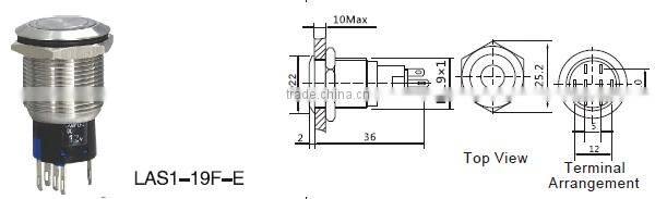 19mm stainless steel led illuminated pushbutton switch