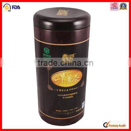 small round tin metal tea packaging box