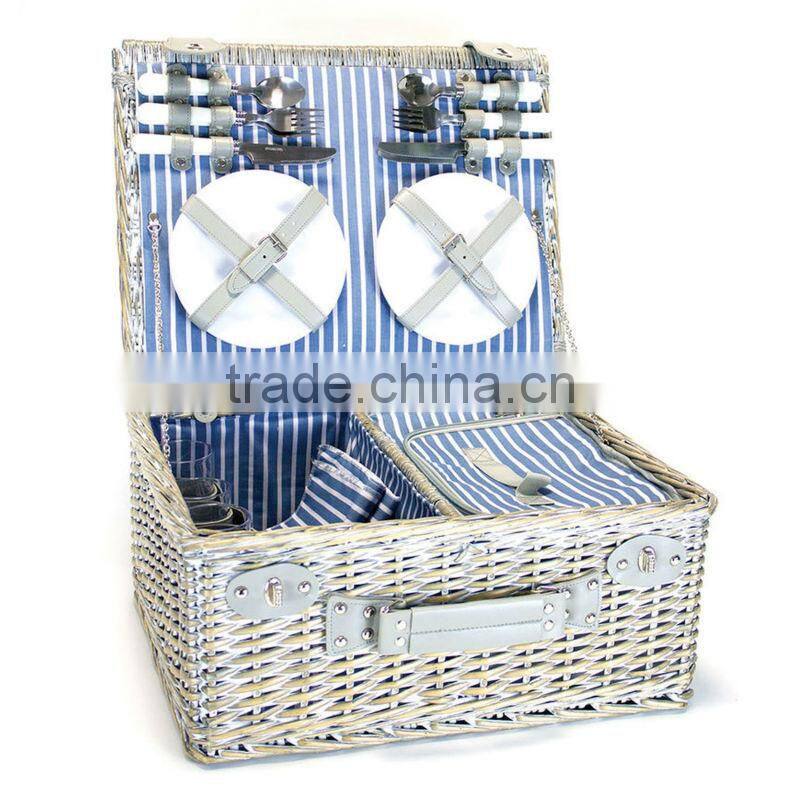cheap wicker pinic basket square wicker picnic hamper for 6 people