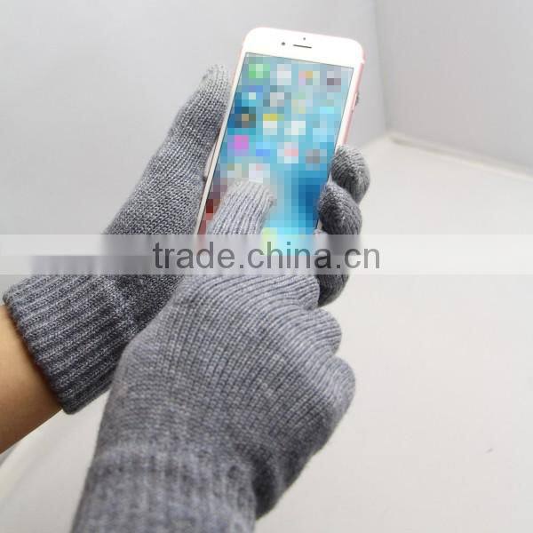 100% wool hand knitting touchscreen wool gloves for accept customized