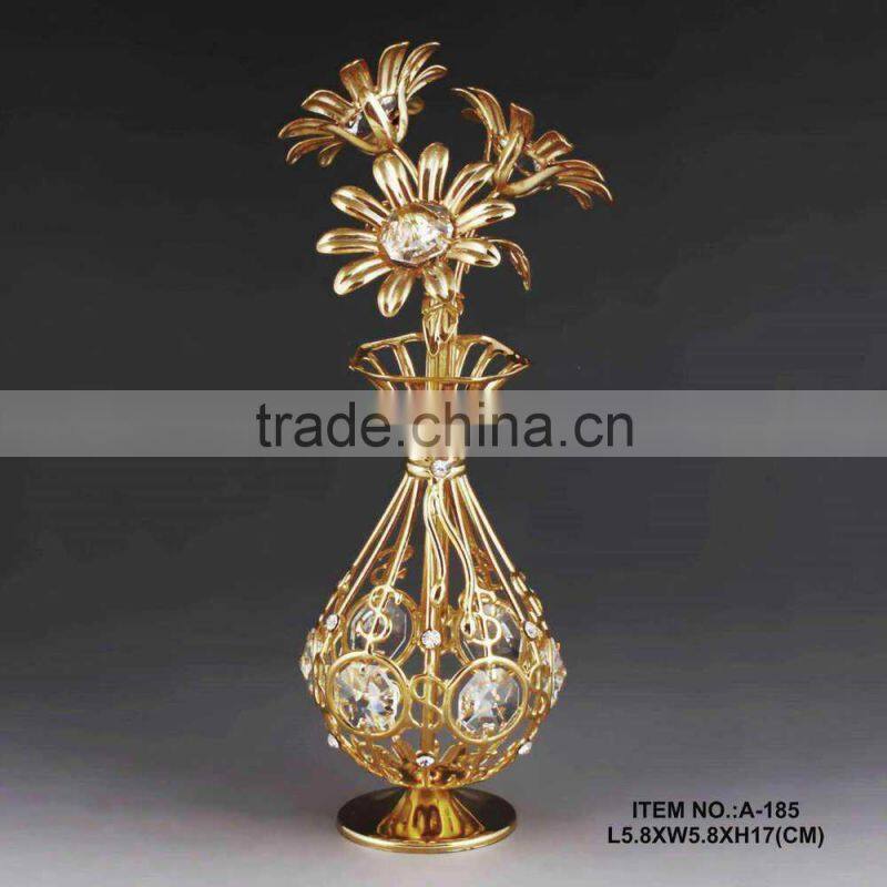 24K Gold Plated Crystal Decorative Flower Stand for home decoration