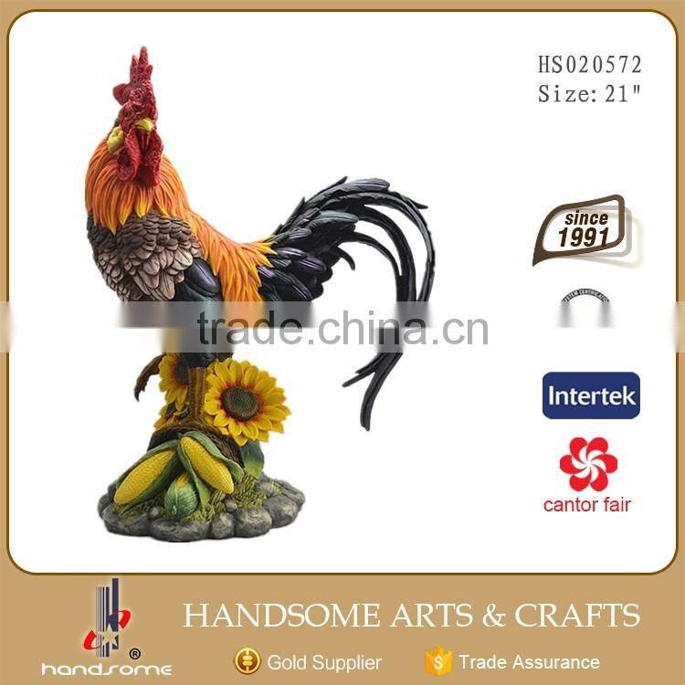 21 Inch Resin Home and Garden Decoration Realistic Animal Rooster Statues