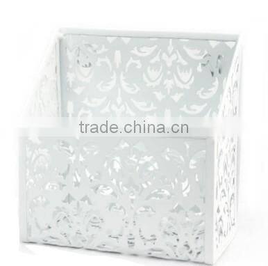 Flower Pattern Metal Punched Magnetic Desk Organizer Pen Holder