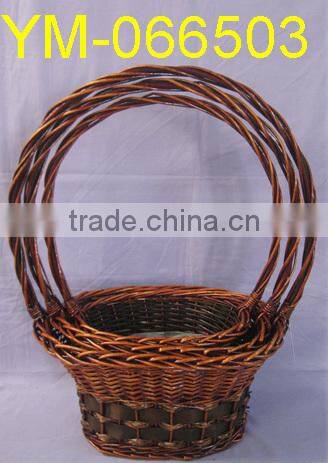 Brwon Willow Gift Basket with Long Handle