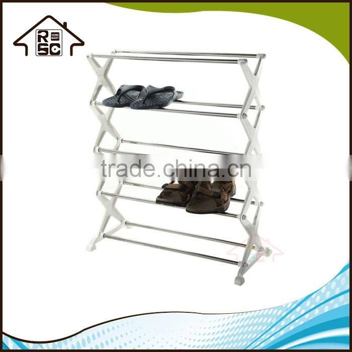 NBRSC Cheap Portable 5 Tier Foldable Stainless Steel Plastic Shoe Rack Shoes Storage Rack