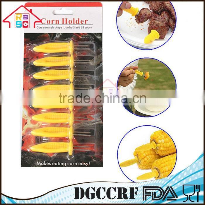 NBRSC 8 Pcs Stainless Steel Corn Holders Corn BBQ Forks Skewers Prongs Tools Safety
