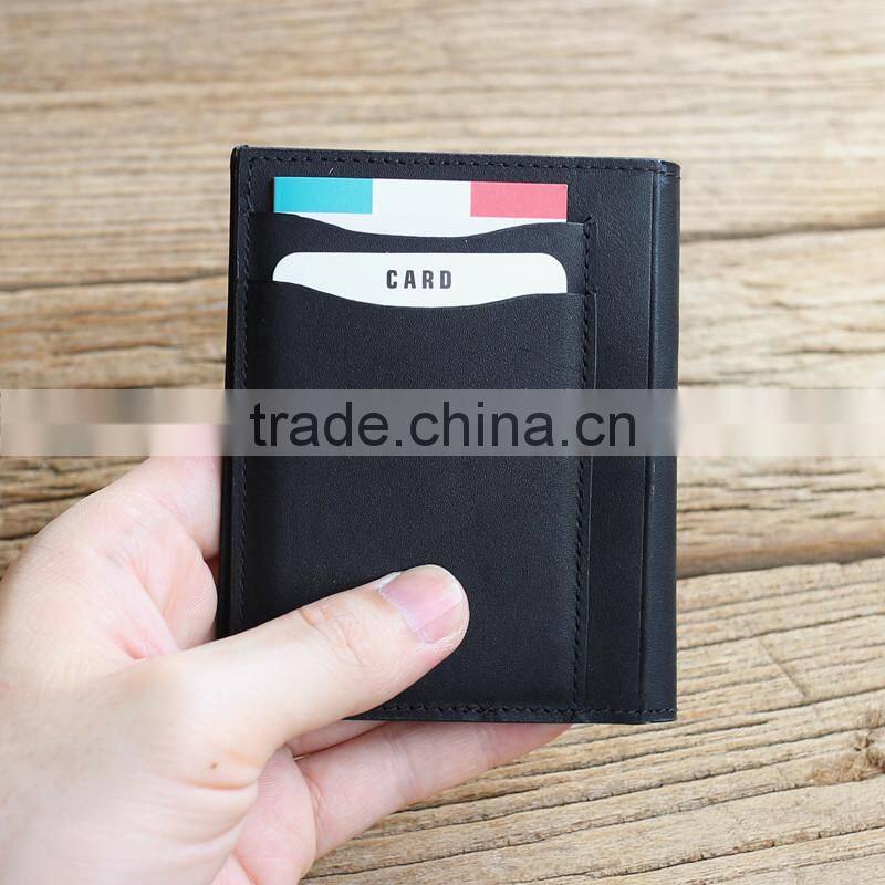Customize Simple Style Wholesale Business Genuine Leather RFID Blocking Card Holder