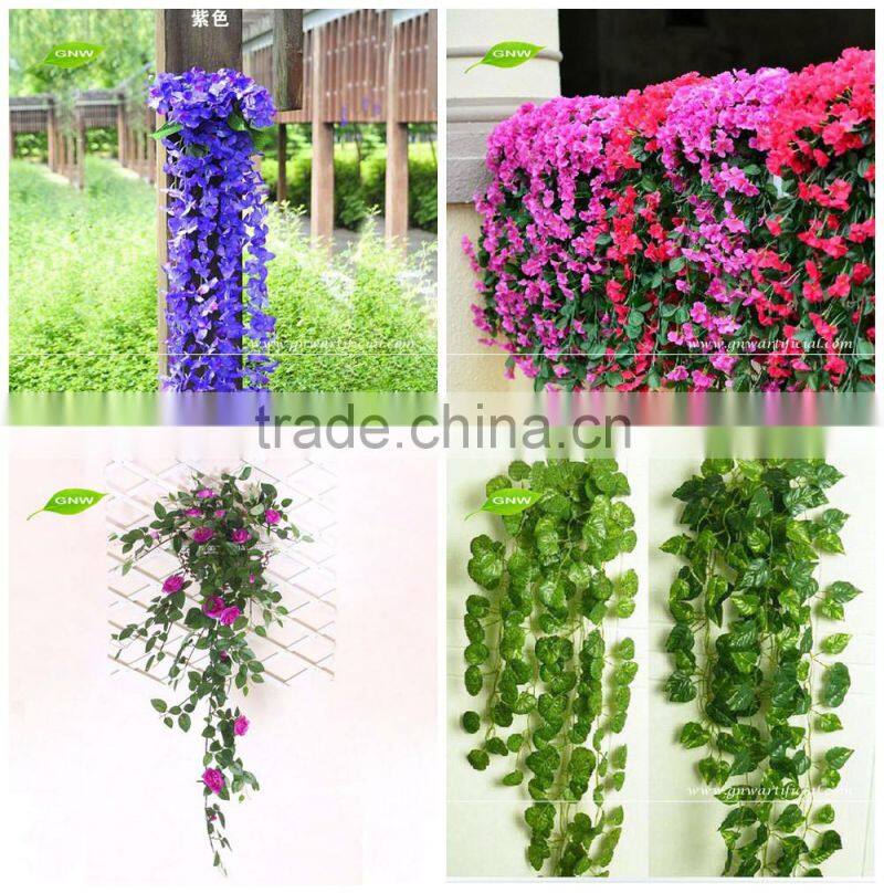 GNW FLV019 The Artificial Vine Ivy Farbric Round Leaves Rattan Good Quality for Sale