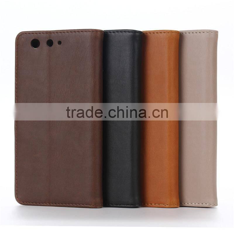 High quality crazy-horse PU card bumper/pocket cell phone case for Fujitsu