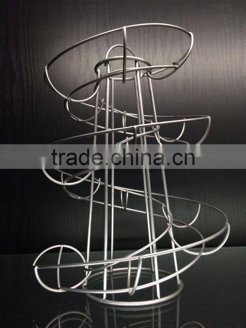 Novelty ECO-friendly iron wire black silver metal egg stand rack spiral egg holder for kitchen storage