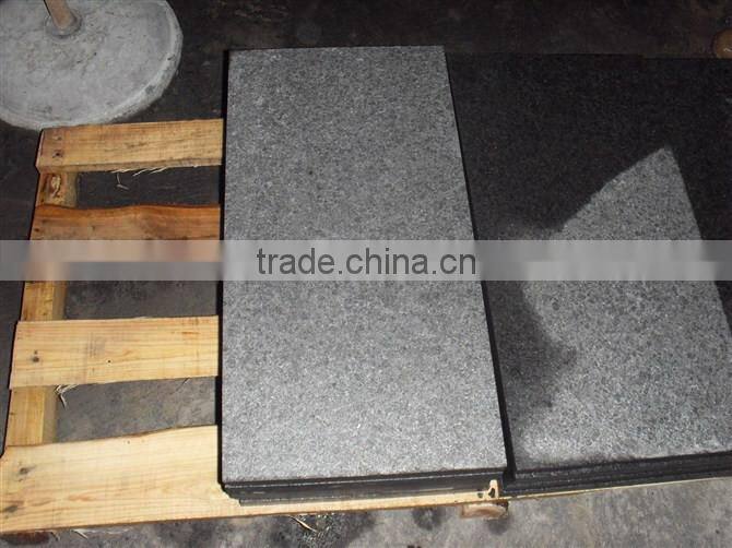 G684 black granite black basalt flamed tiles