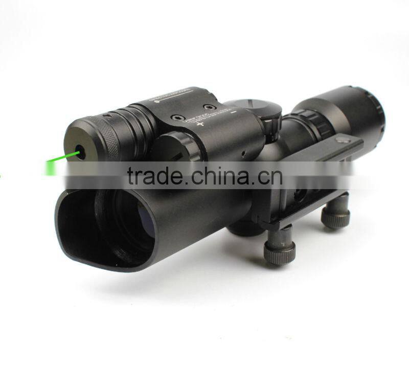 Tactical compact 1.5-5X32 riflescope red/green illuminated Mil-Dot Reticle with side attached green laser scope combo