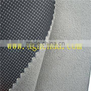 polyester mesh fabric+transparent TPU film +polar fleece fabric for garment