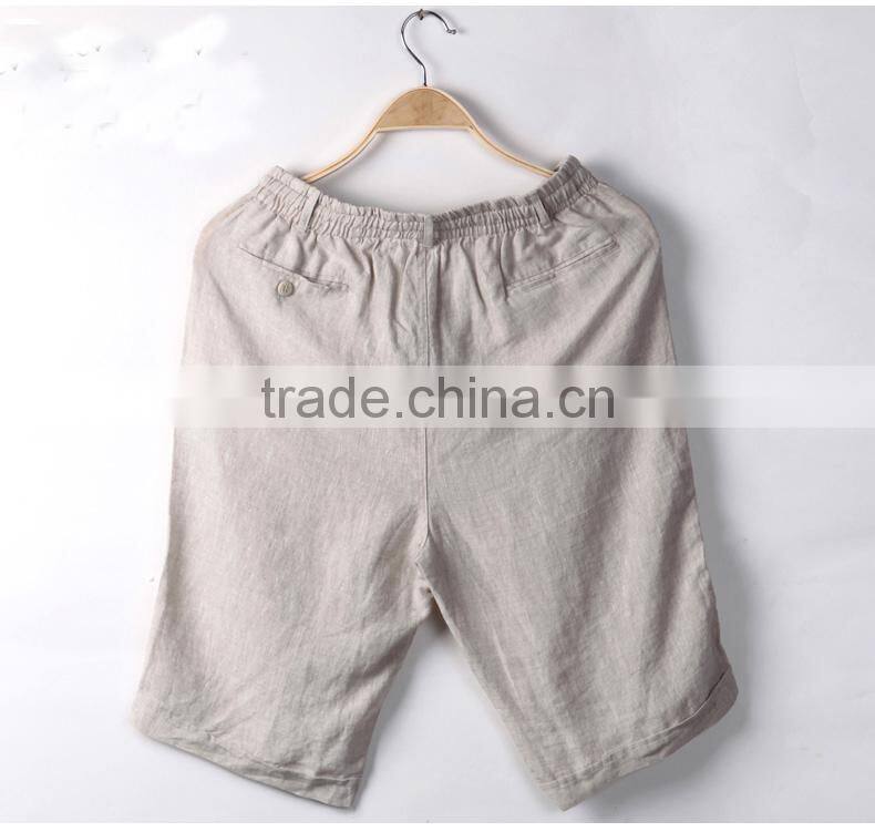 summer comfortable casual mens beach shorts plain linen shorts