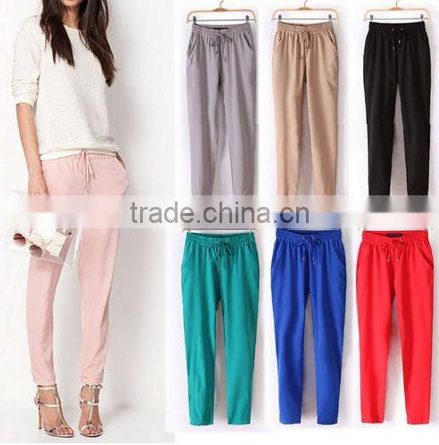 2016 Summer Plus Size Women Harem Drawstring Elastic Waist Pants Casual