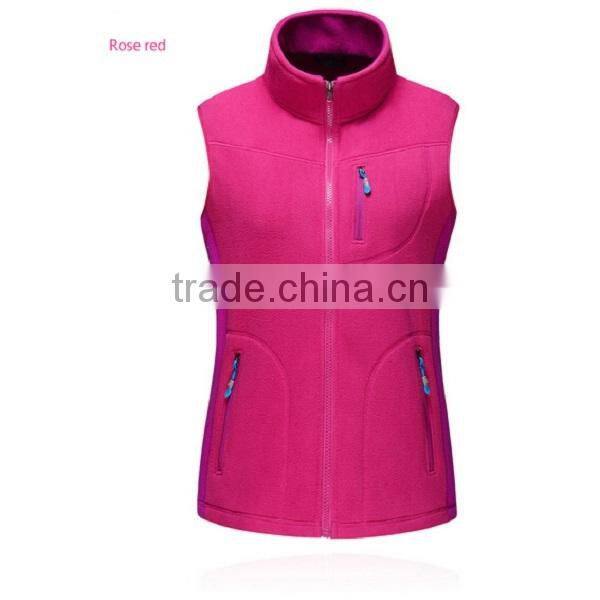beautiful women red fur vest,women fabric vest for keep warm, fashion sports casaul red polar feelce for women