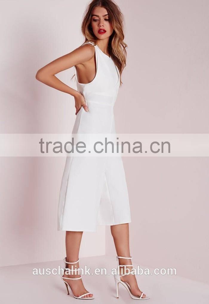 hot sale adult white double layer cut out jumpsuit low price
