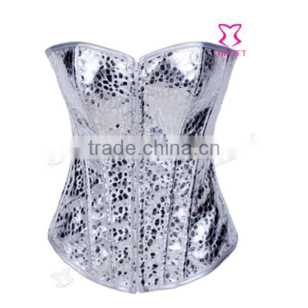 Factory Wholesale Women Leather Corset Bustiers Gold/Silvery PVC corst