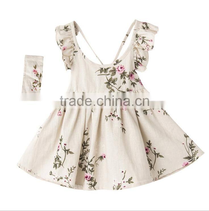 Vintage Flower Dress Summer New Arrival Clothes Baby Girl Frock Designs