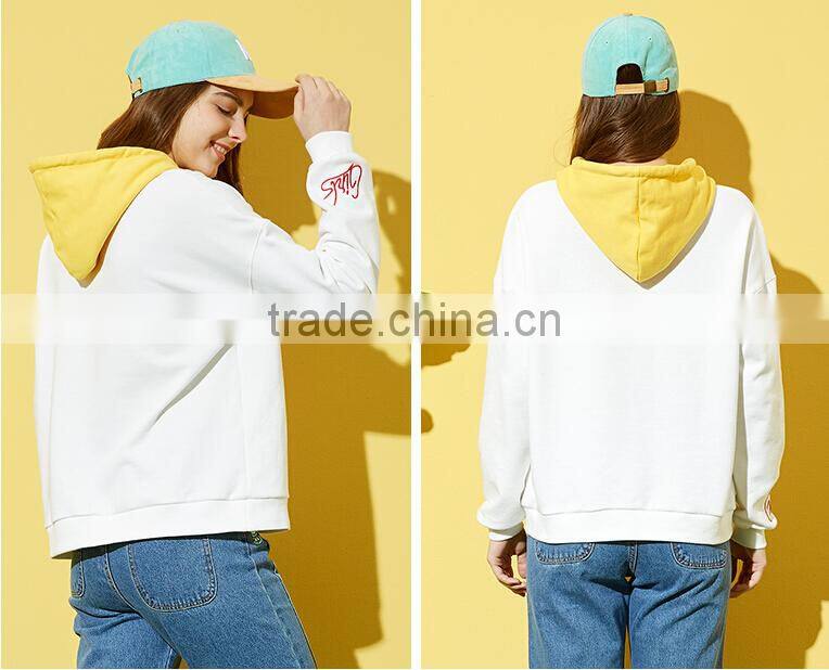Custom Women 100%Cotton Print Blank Contrast Color Hoodies Sweatshirts Women