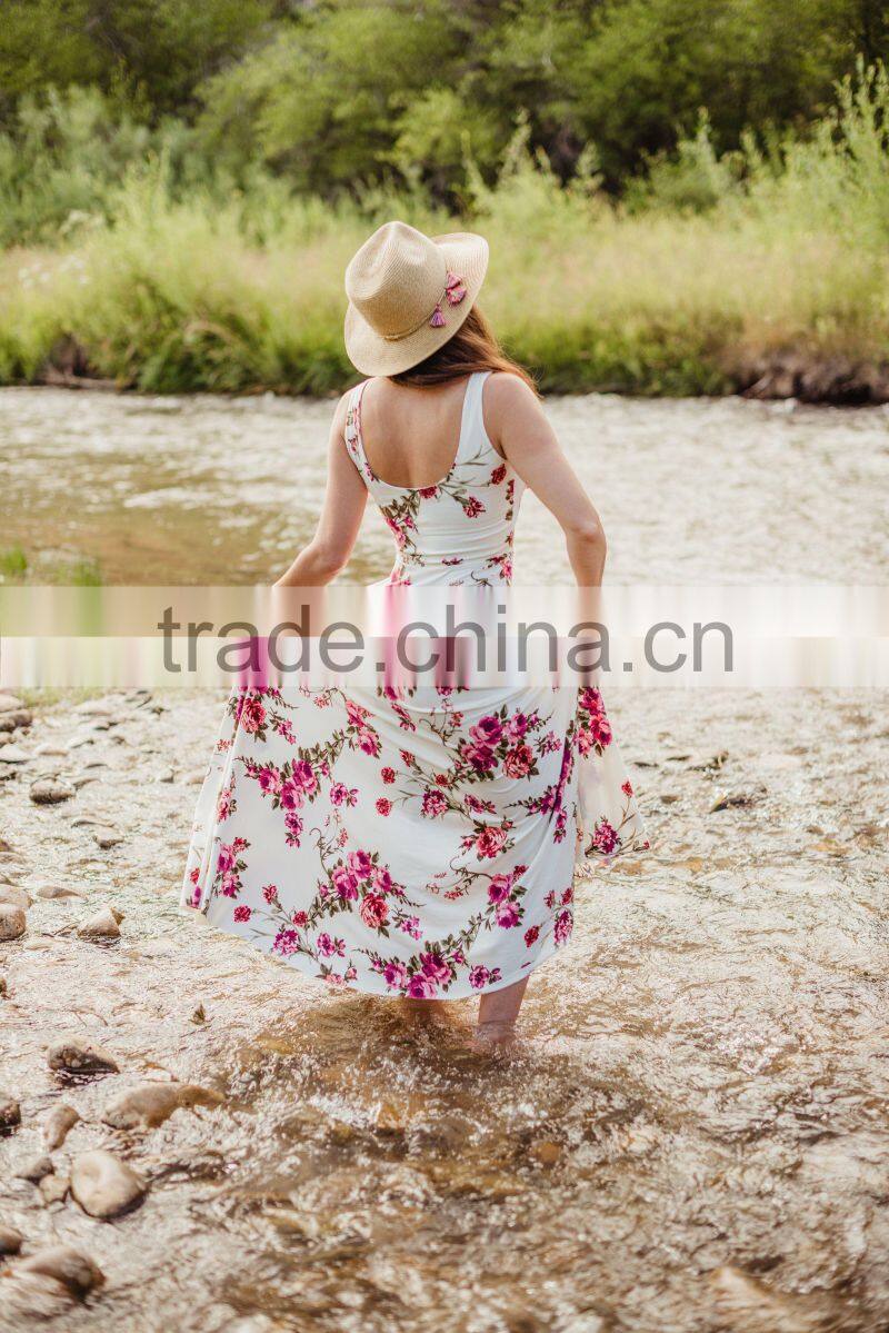 Match Mom And Daughter Clothing Mommy And Me Vintage Style Beach Dress With Flower