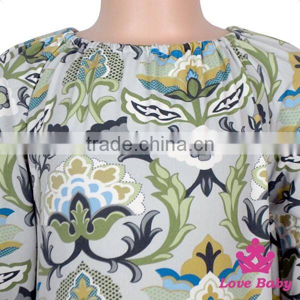 Yiwu Lovebaby New Model Girl Ruffle Bloomers Fancy Dress Printed Pattern Long Sleeve Frock Design For Baby Girl