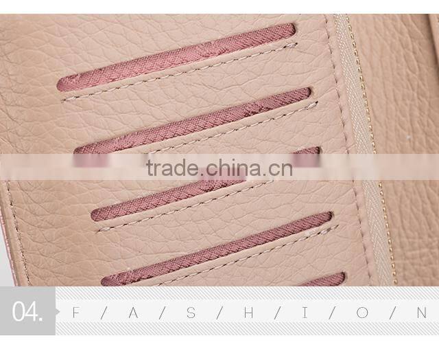 High Quality Women Leather Long Wallet Fashion Pure Color Clutch Bag Women