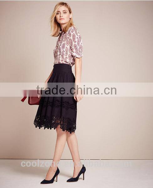 Fashion elegant mature long sleeve floral print blouse for middle aged women