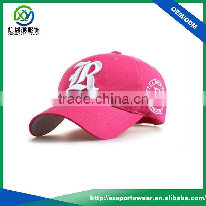 Fashion design 100% Cotton Pink Color Adjustable Sports Cap /sun visor/golf visors