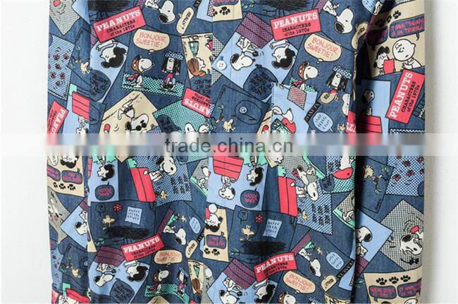 2016 Cartoon printed men denim casual shirt
