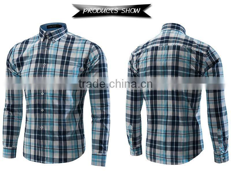 New product 2016 European fashion 100% cotton yarn dyed plaid shirt wholesale men's clothing