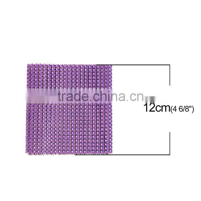 Plastic Mesh Jewelry Rhinestones Purple Round 12cm