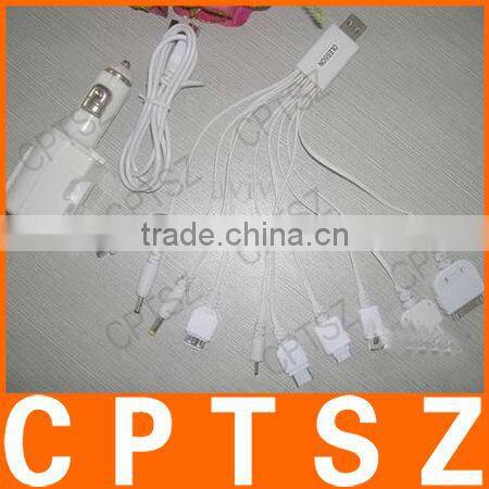 Car home power partner 10 in 1 USB charging cable,car charger,home charger