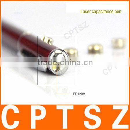 Multifuntional 3 in 1 capacitive touch pen for smartphone,tablet pc with led light,laser point