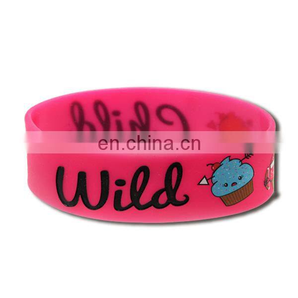Color filled silicone wristband bracelet supplier