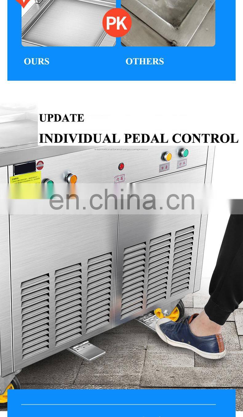 Electrical  Double flat Pans Thailand Roll Fried Ice Cream Machine / Ice Cream Cold Plate / Fry Ice Cream Machine