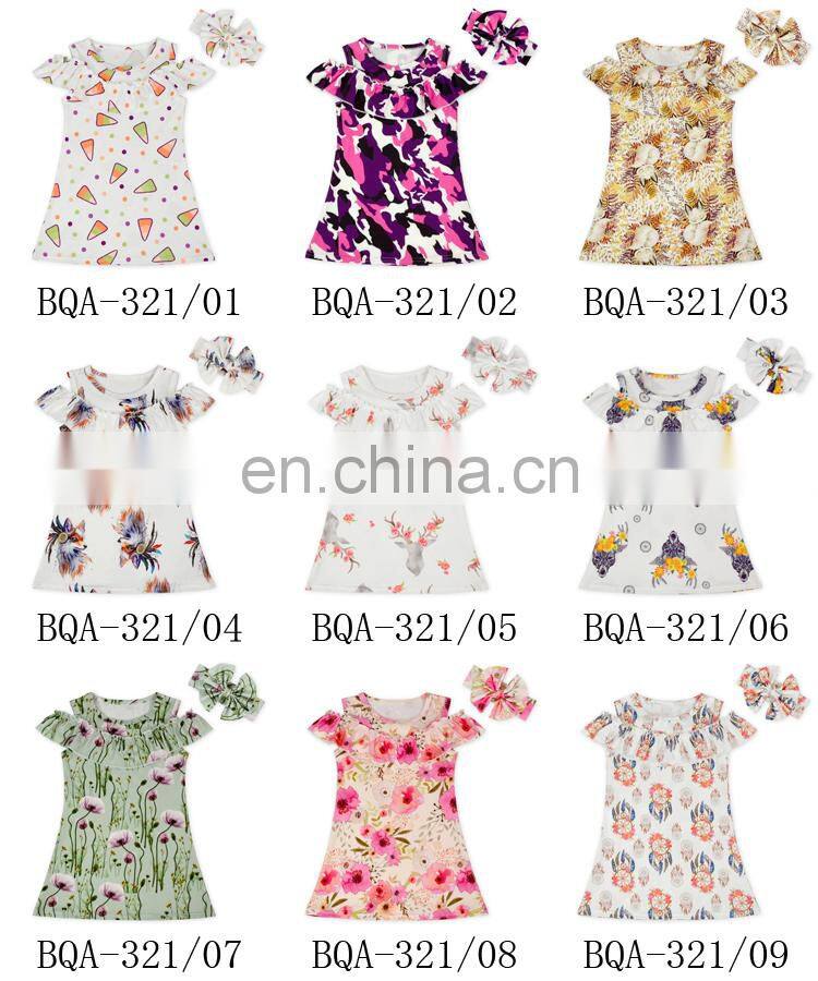 new design baby girls cactus printed cutting shoulder clothing children frock dress for kid