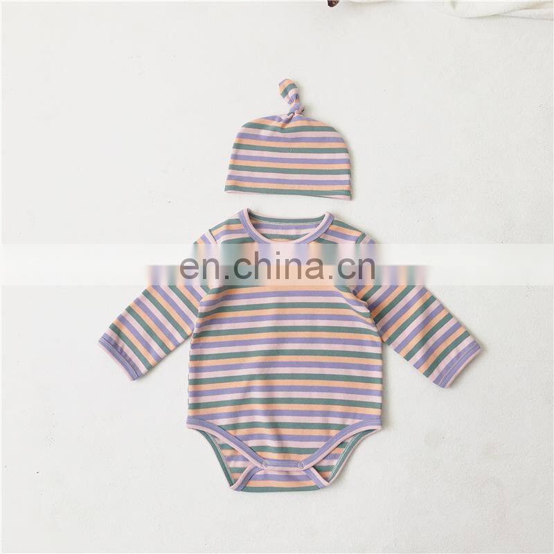 Wholesale Newborn Baby Clothes Baby Girls Boys Rainbow Strip Romper Clothes