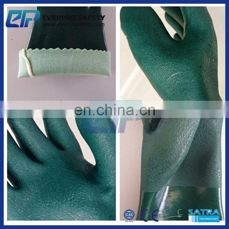 Heavy Duty PVC Winter Work Gloves with Gauntlet Cuff Liquid And Chemical Resistant