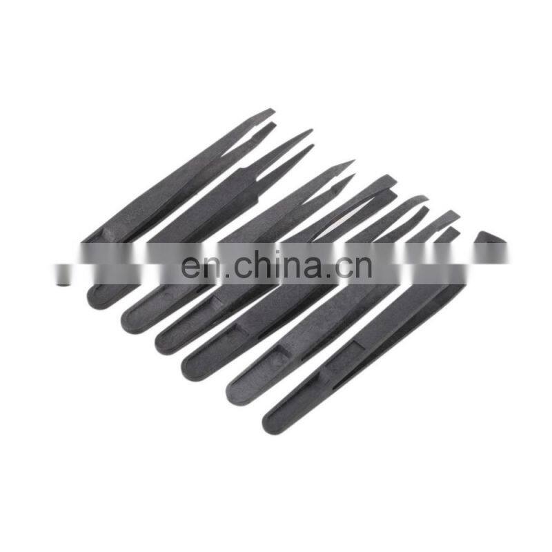 Plastic Heat Resistant Straight Bend Anti-static Tool Tweezer 7pcs