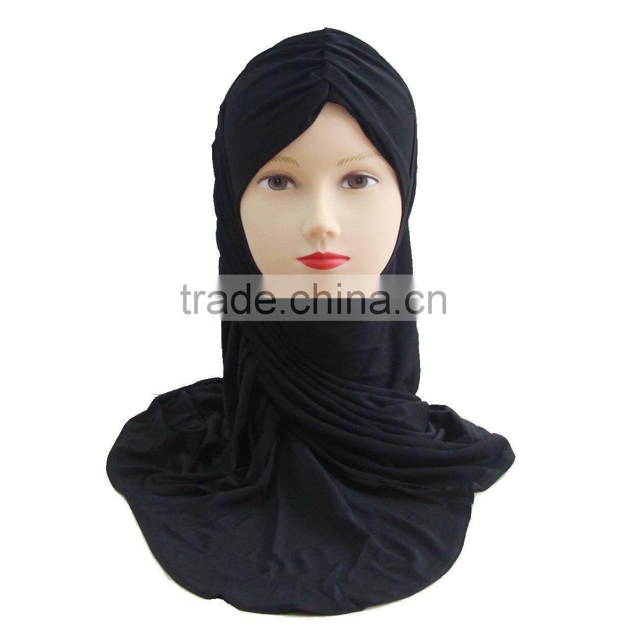 A239 Newest design solid color ruffle Lycra TWO Pieces HIJAB