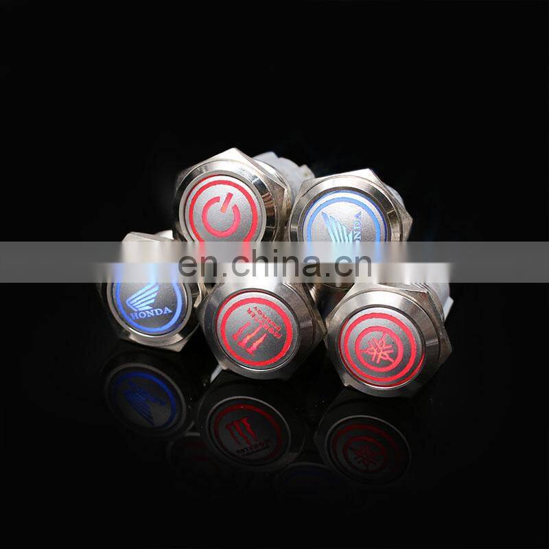 16mm  Customized Waterproof Car Styling LED Metal Car Switch Metal Pushb Button Switch Custom-made